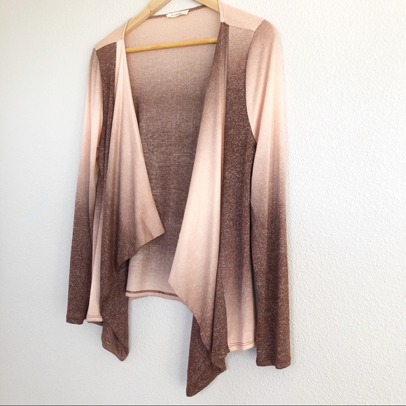 I. Joah Blush Pink Ombré Open Cardigan Sweater M - Picture 2 of 8